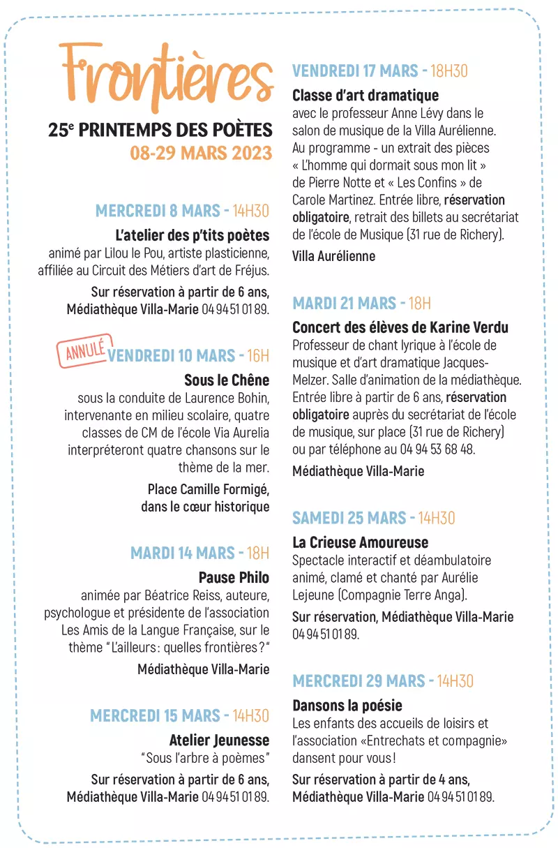 25ème printemps des Poètes : Frontières