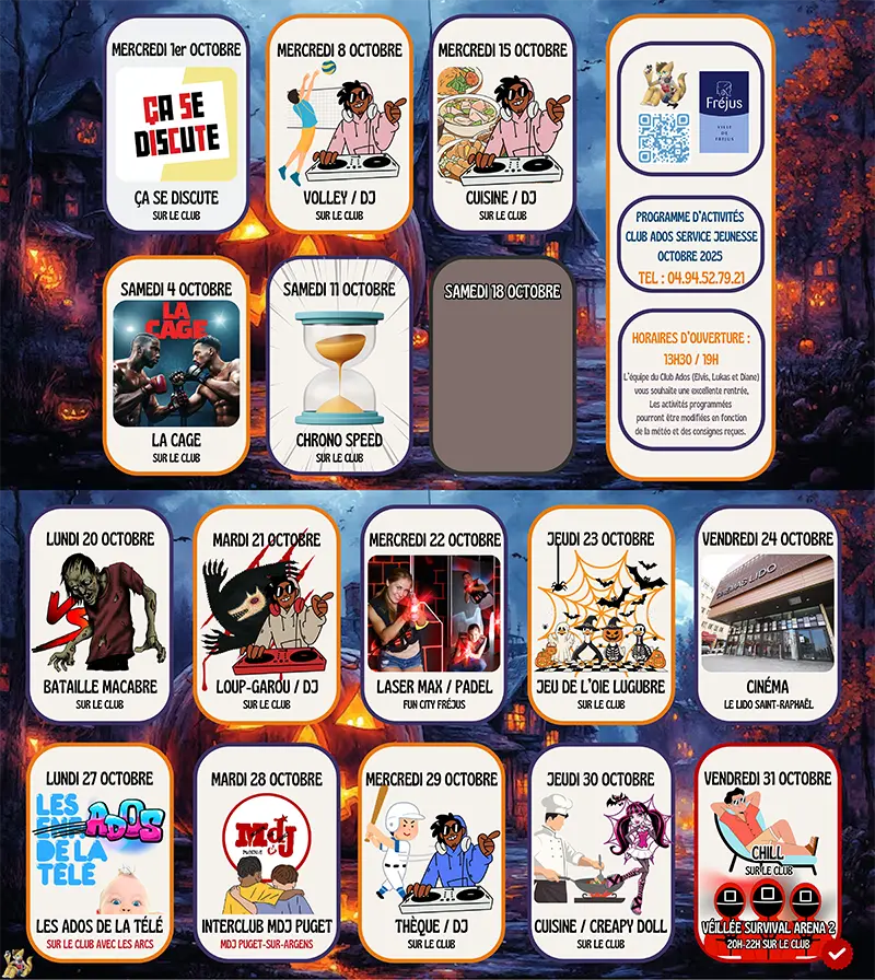 programme d’activités du mois d'octobre 2025