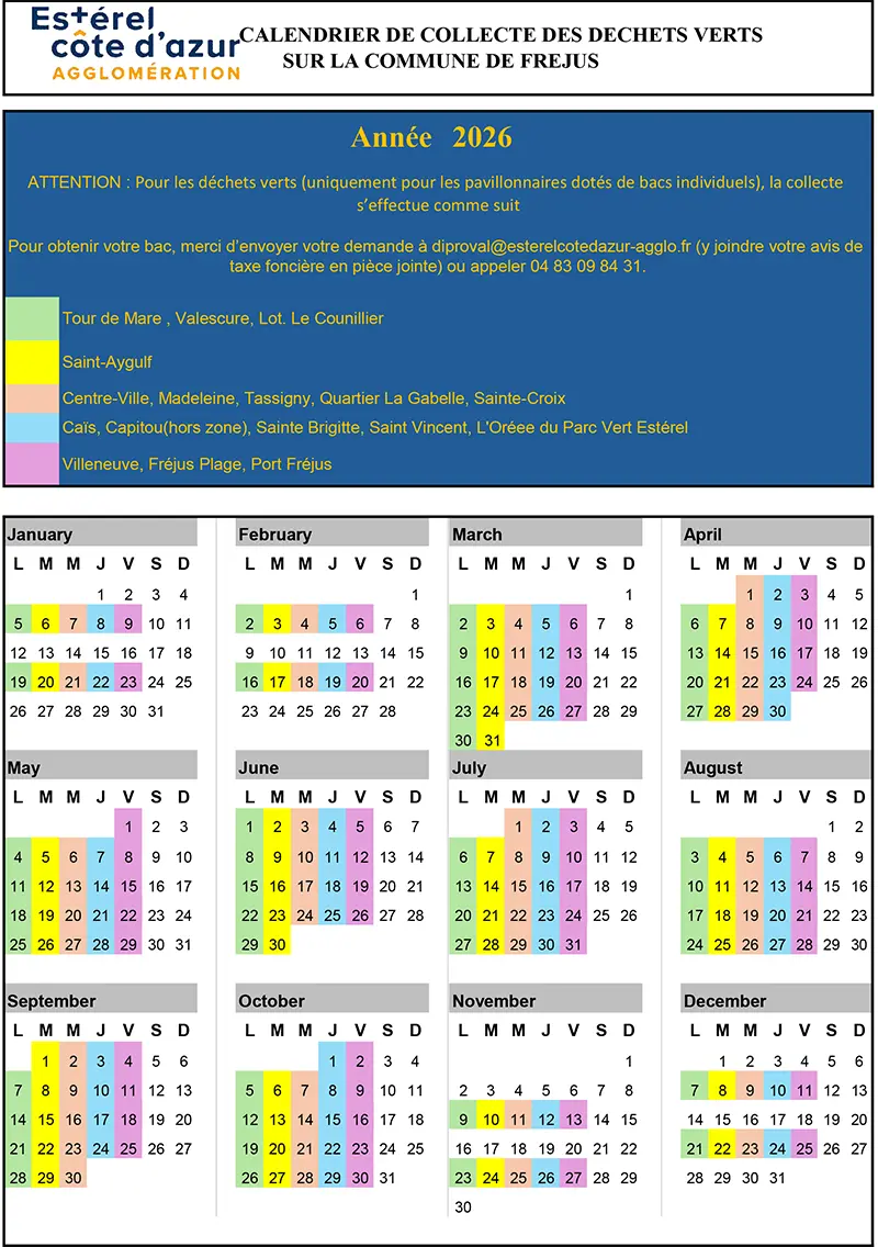 Calendrier des déchets verts 2026