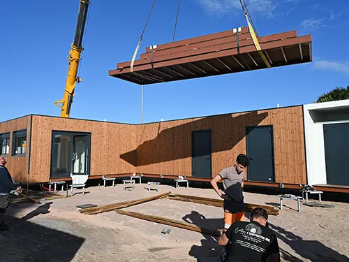 Chantier de la mise en place du chalet