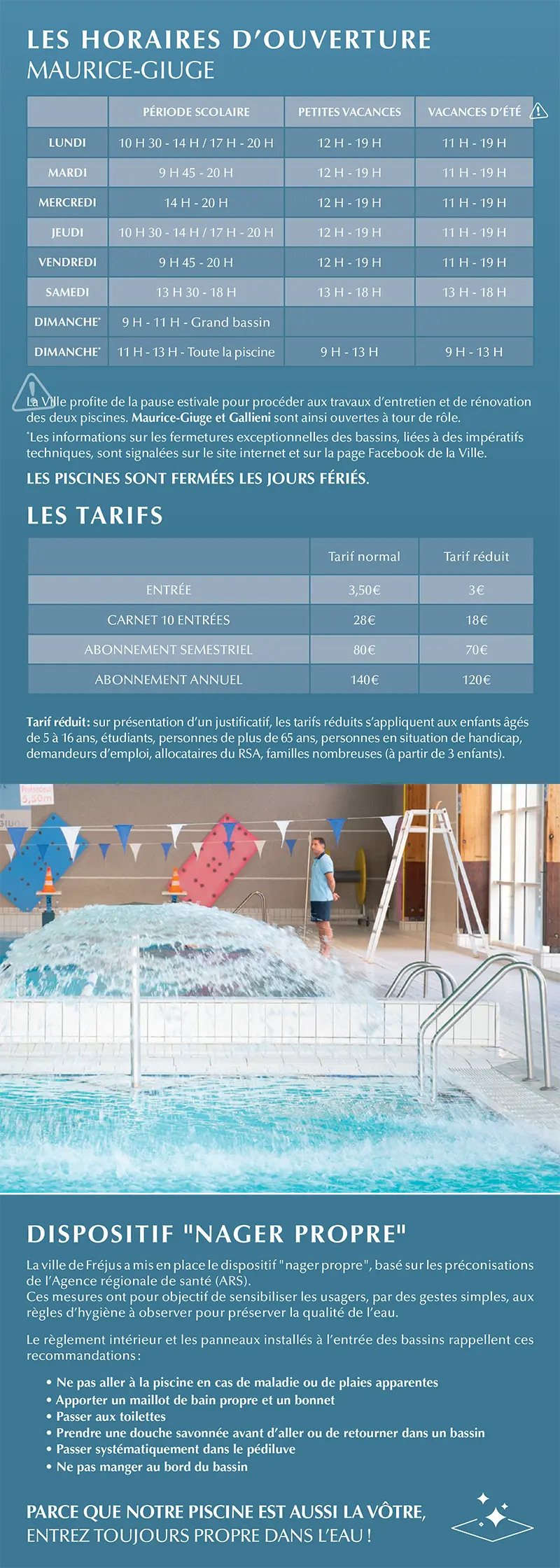 Piscines : tarifs et horaires