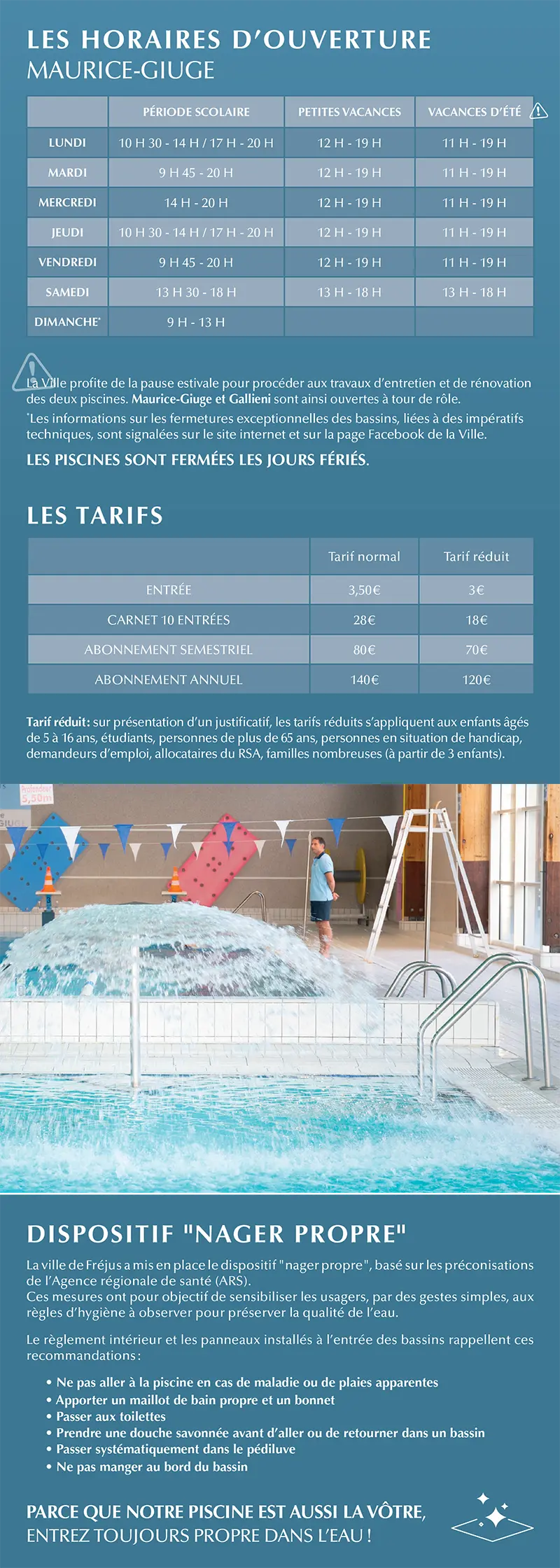 Piscines : tarifs et horaires